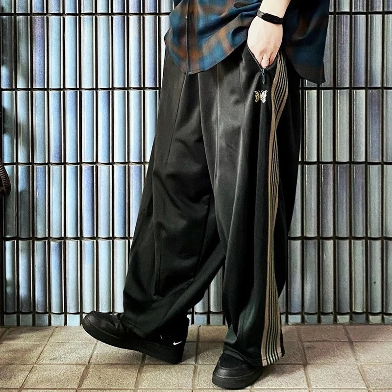Unisex Embroidered Wide Leg Sweatpants – Baggy Casual Trousers