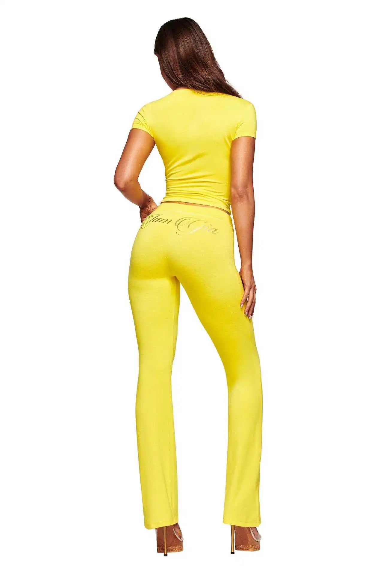 Women's Letter Print Zip-Up Jacket & Flared Pants 2-Piece Tracksuit Set