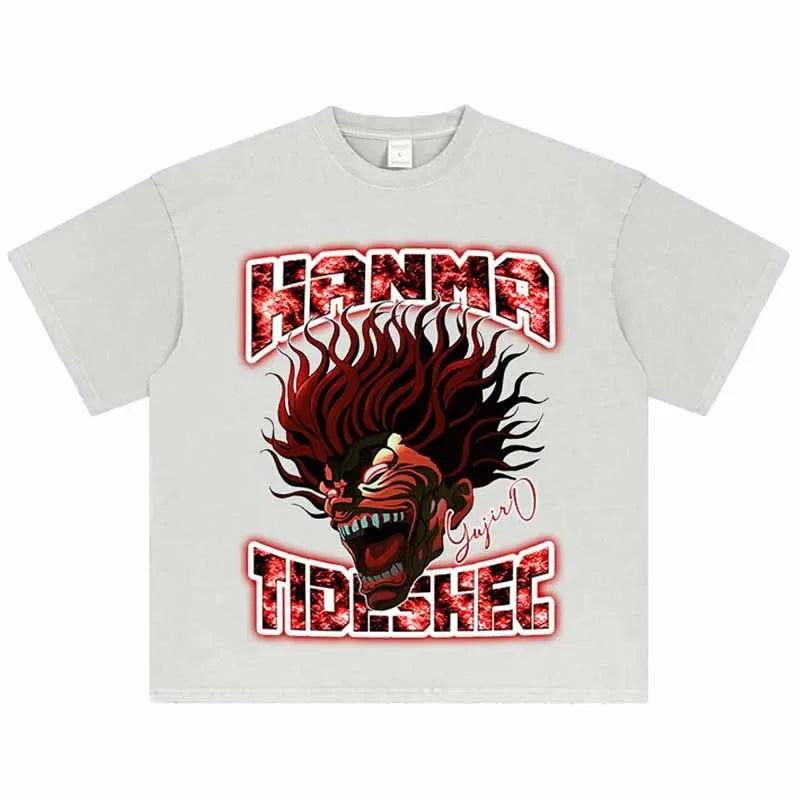 Vintage Anime Graphic Oversized T-Shirt – Harajuku Streetwear Cotton Tee