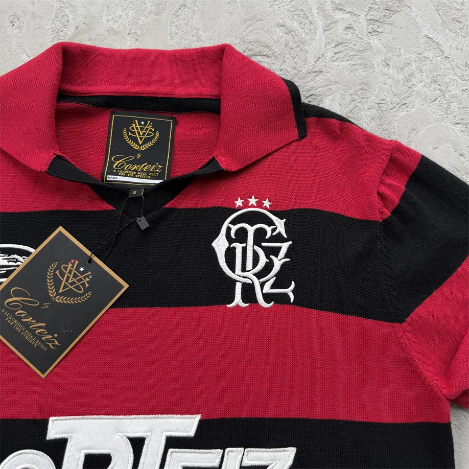 Corteiz Striped Polo Shirt – Men's Streetwear Short Sleeve Tee