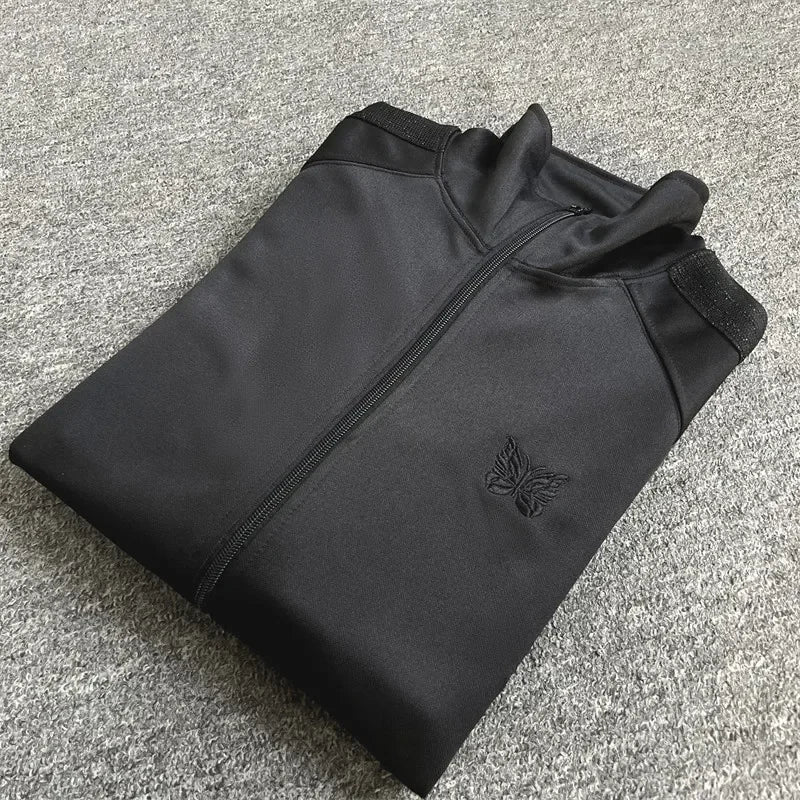 Unisex Embroidered Velvet Track Jacket – Streetwear Zip-Up