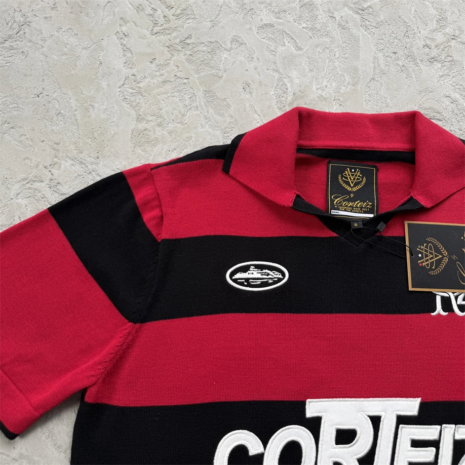 Corteiz Striped Polo Shirt – Men's Streetwear Short Sleeve Tee
