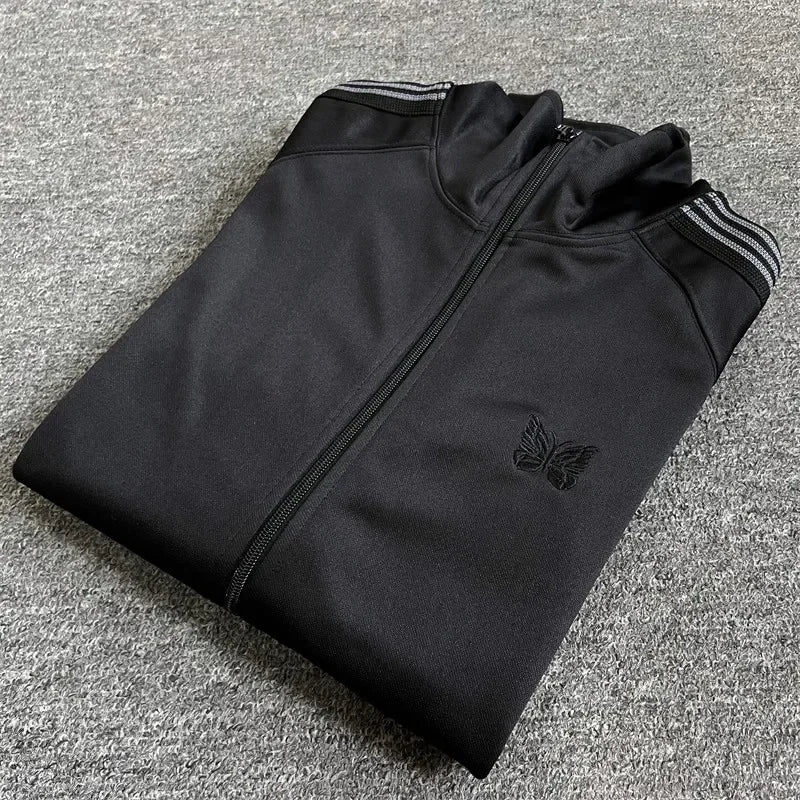 Unisex Embroidered Velvet Track Jacket – Streetwear Zip-Up