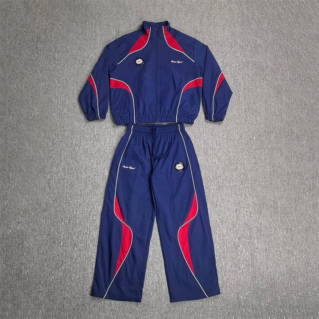 Men's Loose Fit Stand Collar Tracksuit Set – Jacket & Straight Leg Pants