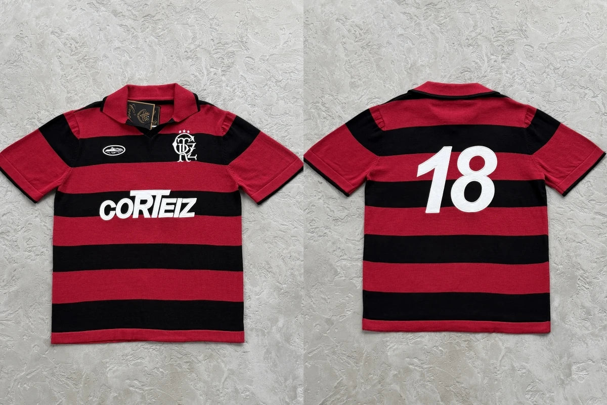 Corteiz Striped Polo Shirt – Men's Streetwear Short Sleeve Tee