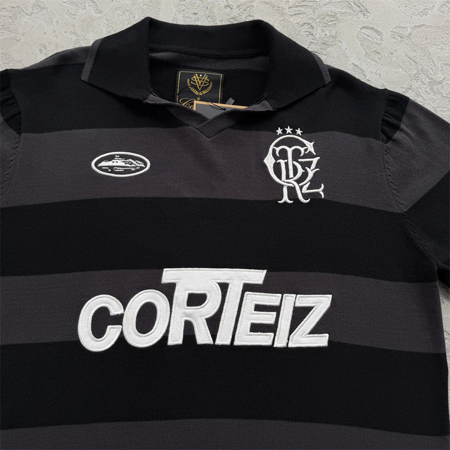 Corteiz Striped Polo Shirt – Men's Streetwear Short Sleeve Tee