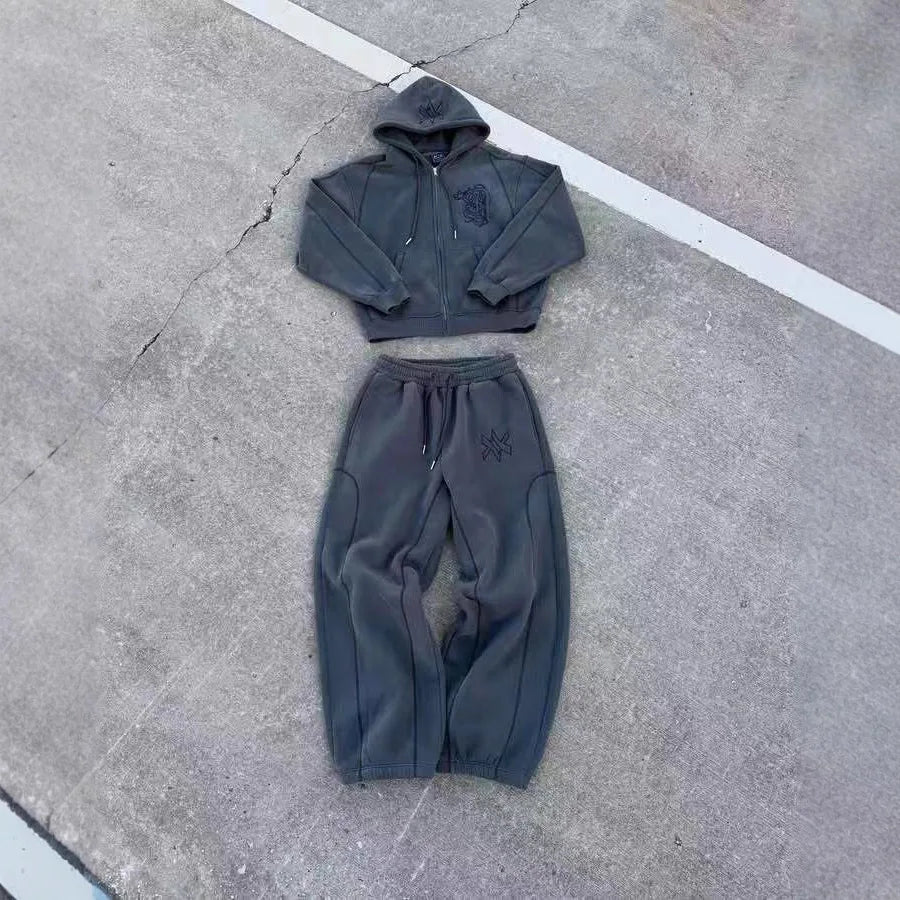 Men's Y2k Premium Hooded Sweatshirt & Jogger Tracksuit Set – Casual Streetwear