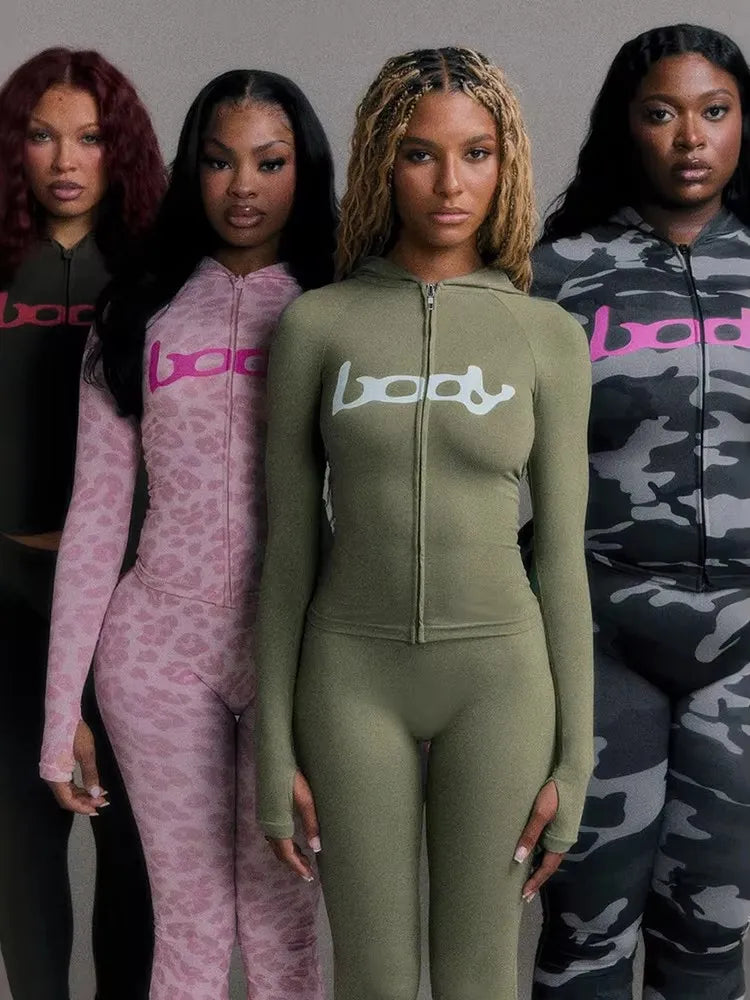 Women's Hooded 2-Piece Tracksuit Set – Zip Jacket & Matching Leggings