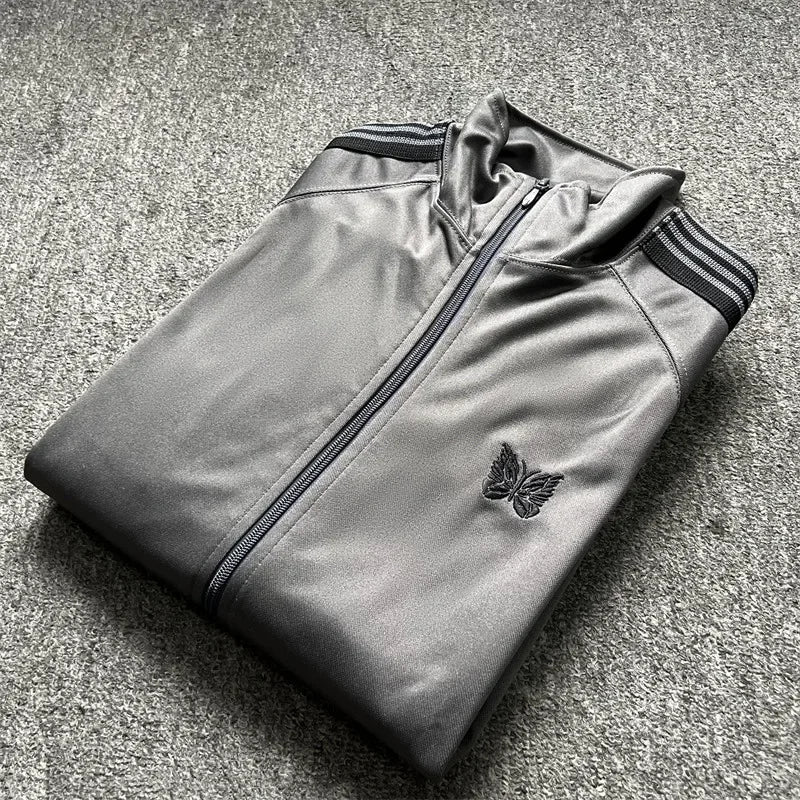 Unisex Embroidered Velvet Track Jacket – Streetwear Zip-Up