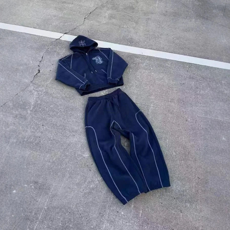 Men's Y2k Premium Hooded Sweatshirt & Jogger Tracksuit Set – Casual Streetwear