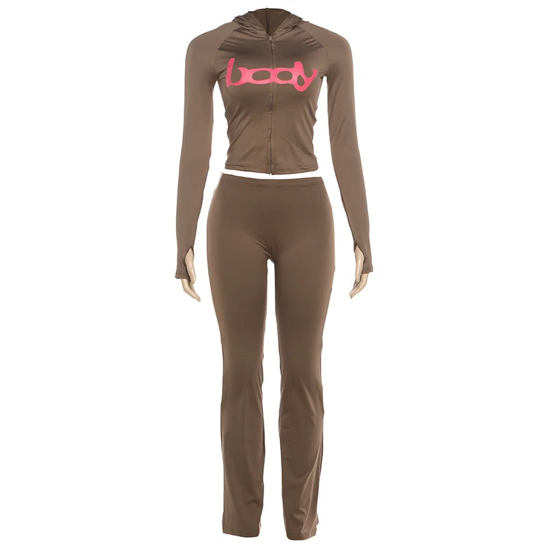Women's Hooded 2-Piece Tracksuit Set – Zip Jacket & Matching Leggings
