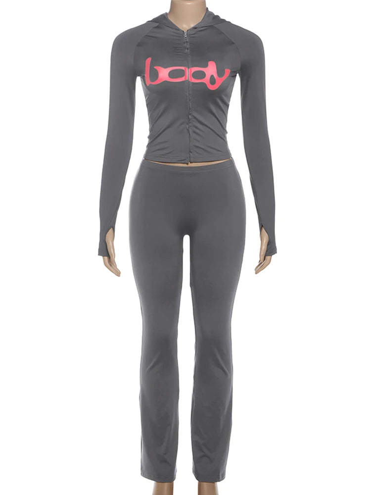 Women's Hooded 2-Piece Tracksuit Set – Zip Jacket & Matching Leggings