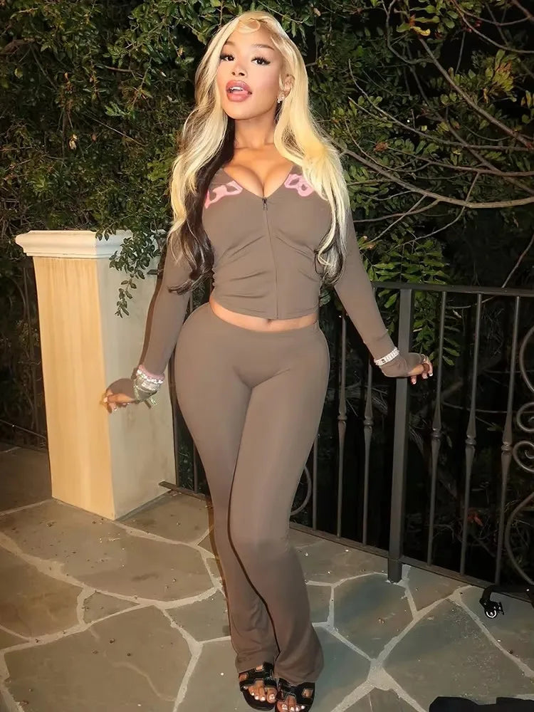 Women's Hooded 2-Piece Tracksuit Set – Zip Jacket & Matching Leggings