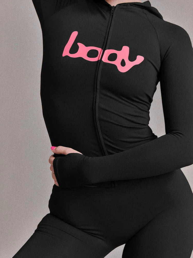 Women's Hooded 2-Piece Tracksuit Set – Zip Jacket & Matching Leggings