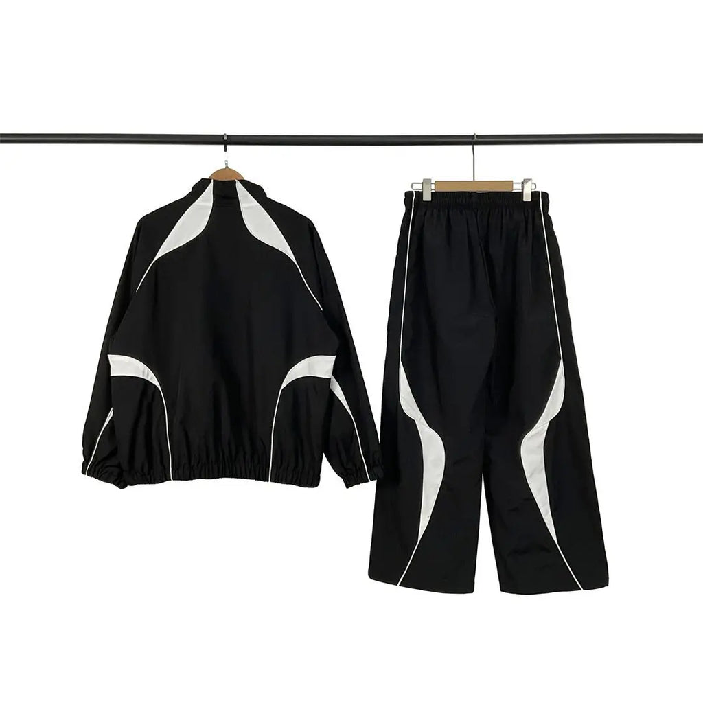 Men's Loose Fit Stand Collar Tracksuit Set – Jacket & Straight Leg Pants