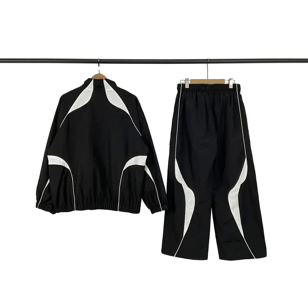 Men's Loose Fit Stand Collar Tracksuit Set – Jacket & Straight Leg Pants