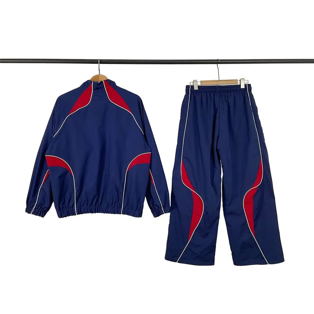 Men's Loose Fit Stand Collar Tracksuit Set – Jacket & Straight Leg Pants