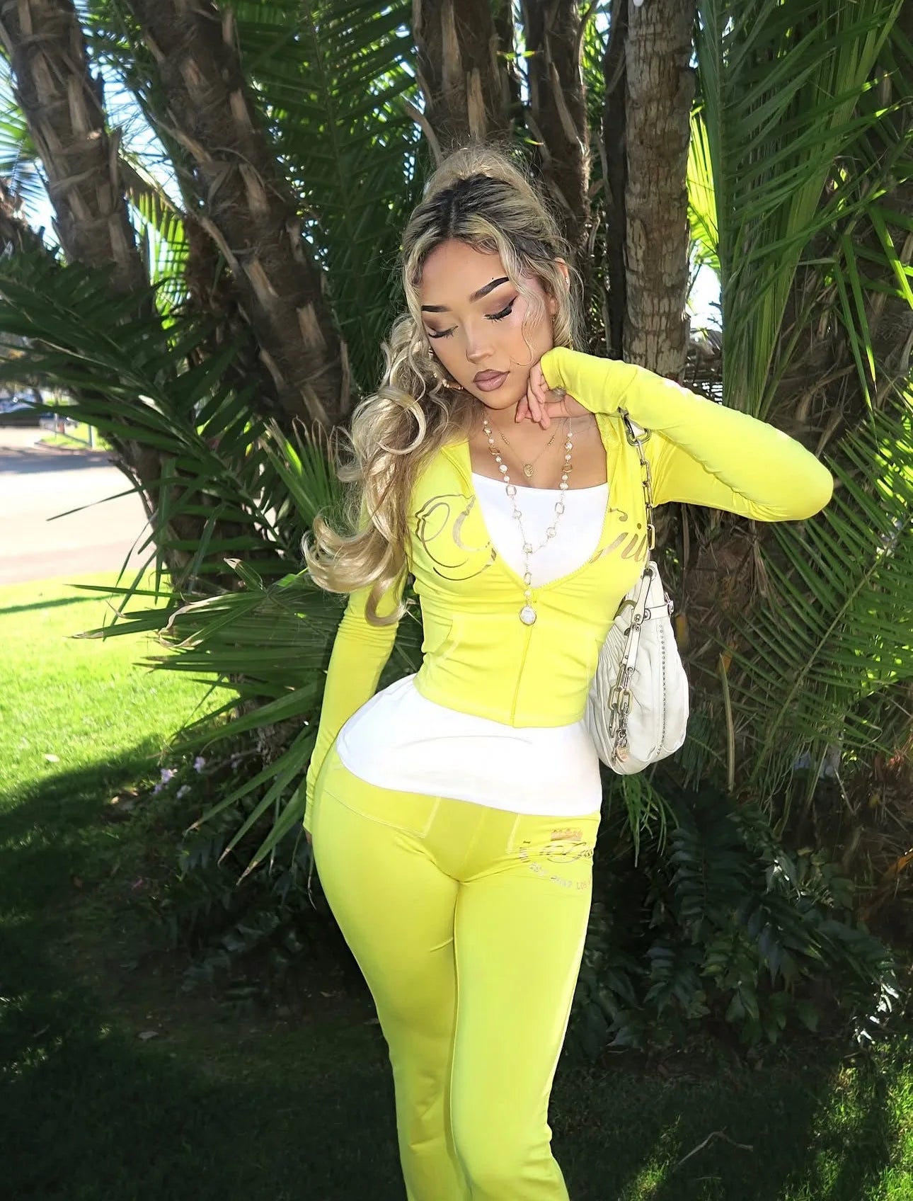 Women's Letter Print Zip-Up Jacket & Flared Pants 2-Piece Tracksuit Set