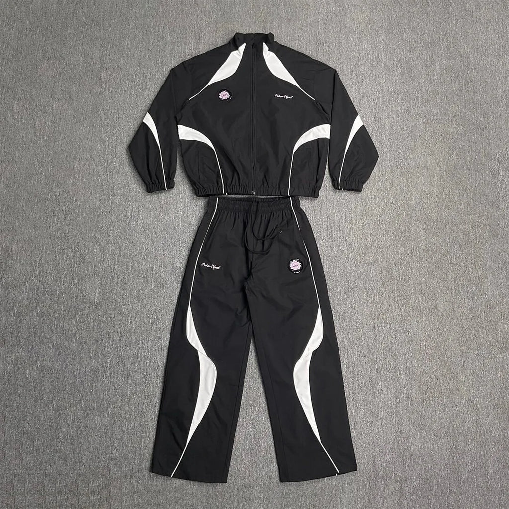 Men's Loose Fit Stand Collar Tracksuit Set – Jacket & Straight Leg Pants