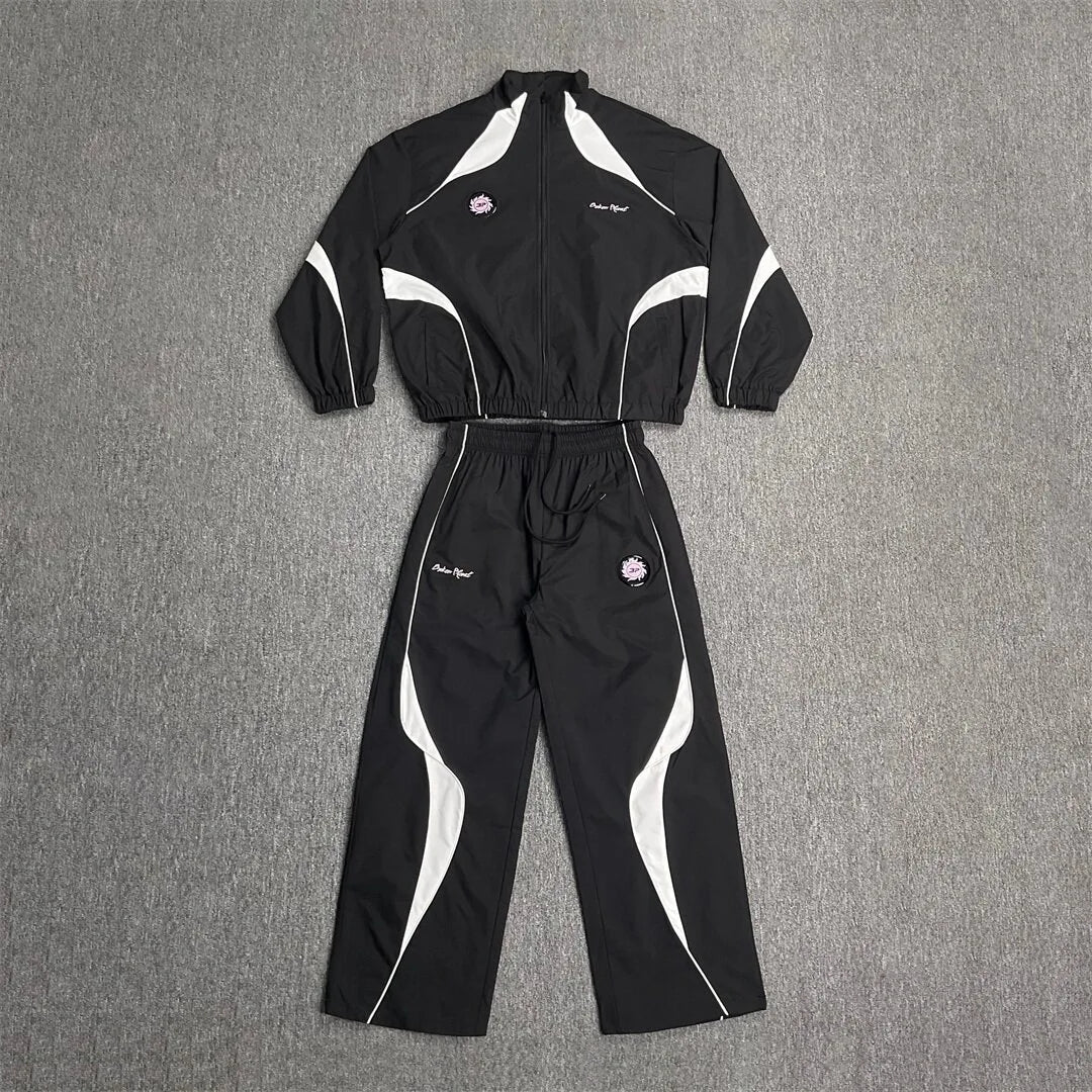 Men's Loose Fit Stand Collar Tracksuit Set – Jacket & Straight Leg Pants