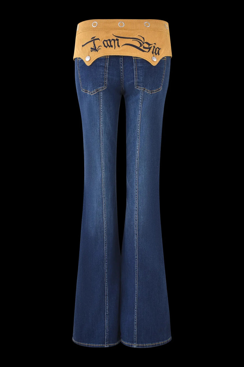Women's Denim Corset Halter Top & Patchwork Jeans 2-Piece Set