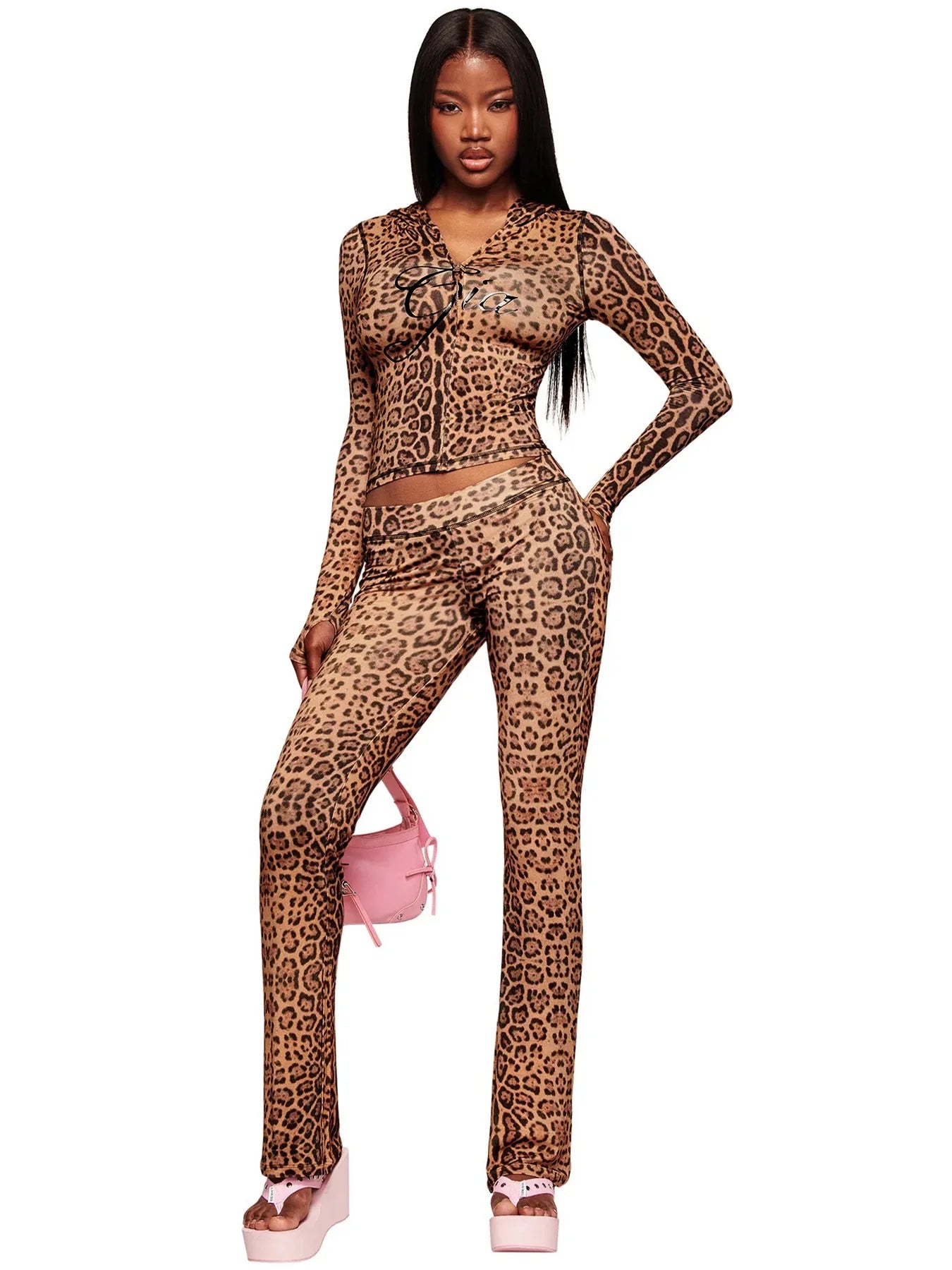 Women's Zebra Print 2-Piece Tracksuit Set – Zip Hoodie & Jogger Pants
