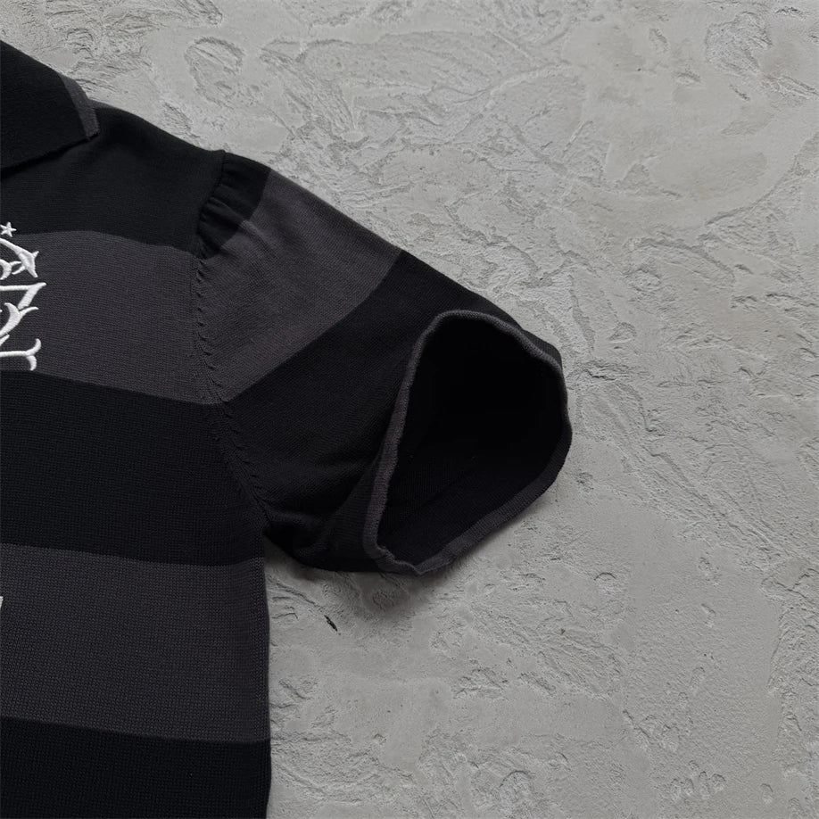 Corteiz Striped Polo Shirt – Men's Streetwear Short Sleeve Tee