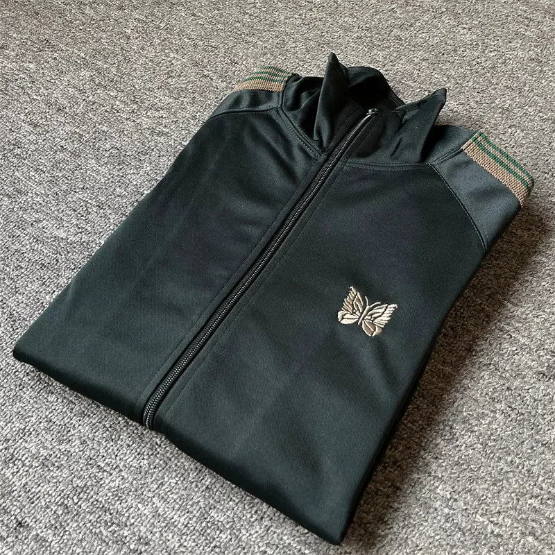 Unisex Embroidered Velvet Track Jacket – Streetwear Zip-Up