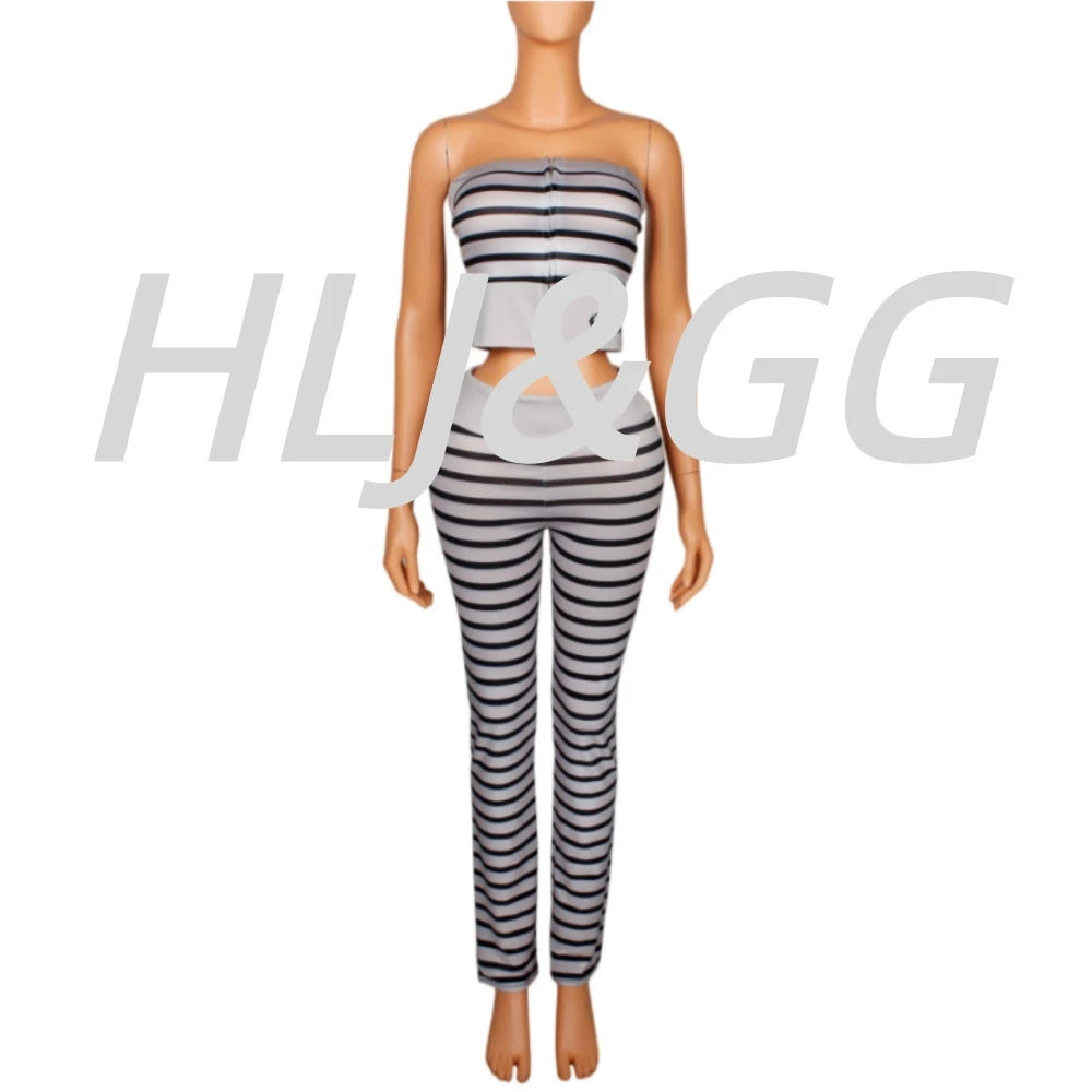 Women's Striped Off-Shoulder Crop Top & High Waist Leggings 2-Piece Set