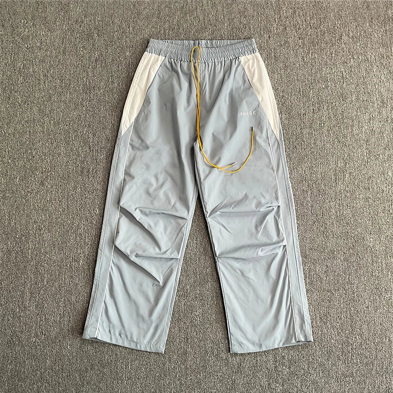 2026 New RHUDE Men's Style Embroidered Letter High Quality Stand Up Collar Windbreaker Pants Fashion Set