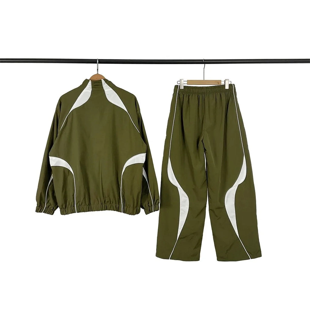 Men's Loose Fit Stand Collar Tracksuit Set – Jacket & Straight Leg Pants