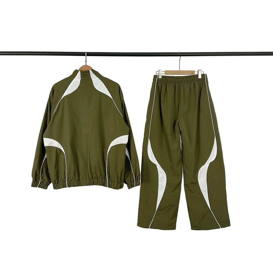 Men's Loose Fit Stand Collar Tracksuit Set – Jacket & Straight Leg Pants