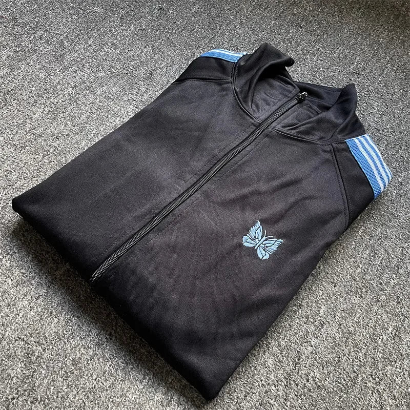 Unisex Embroidered Velvet Track Jacket – Streetwear Zip-Up