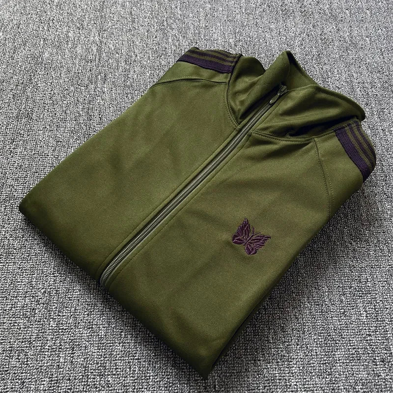 Unisex Embroidered Velvet Track Jacket – Streetwear Zip-Up