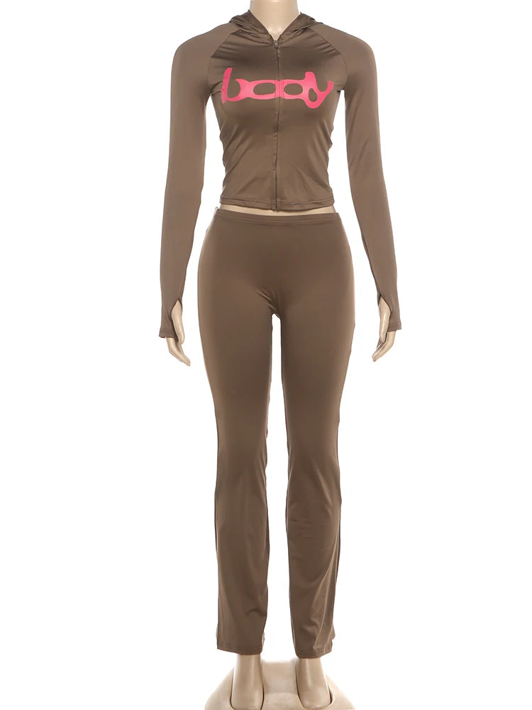 Women's Hooded 2-Piece Tracksuit Set – Zip Jacket & Matching Leggings