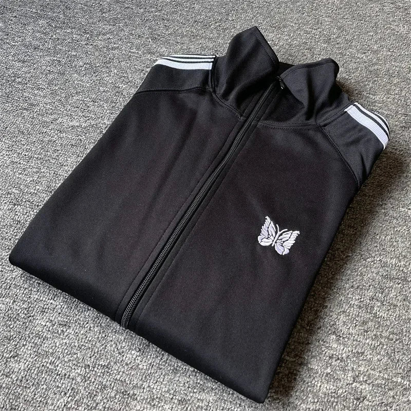 Unisex Embroidered Velvet Track Jacket – Streetwear Zip-Up