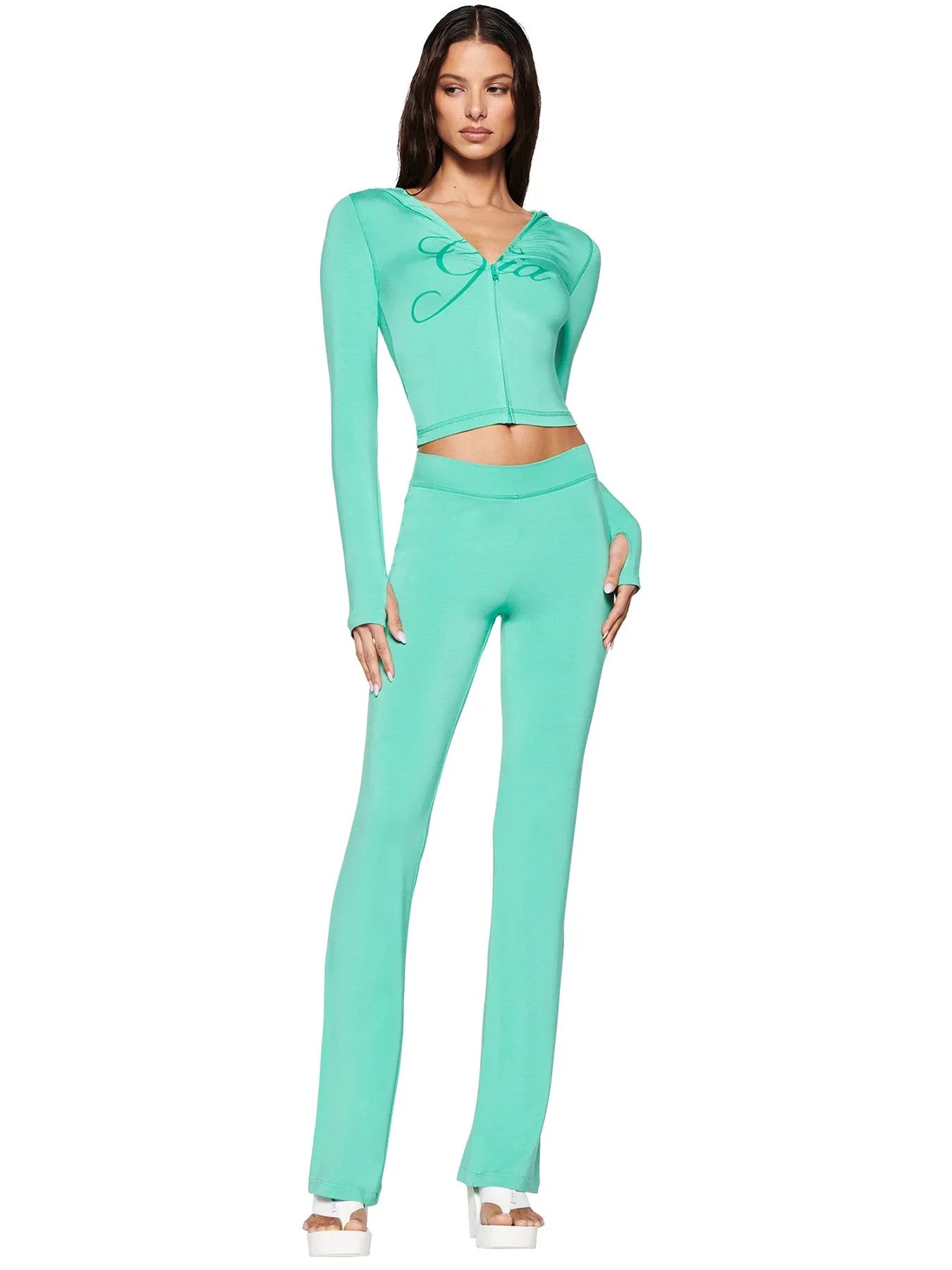 Women's Zebra Print 2-Piece Tracksuit Set – Zip Hoodie & Jogger Pants