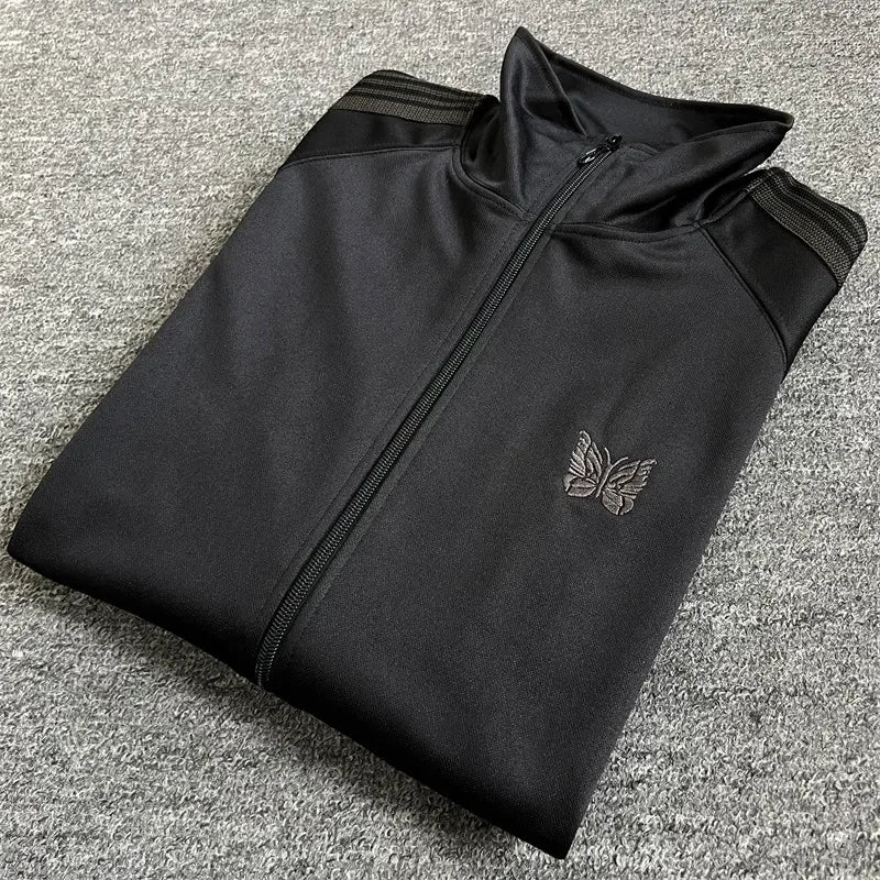 Unisex Embroidered Velvet Track Jacket – Streetwear Zip-Up