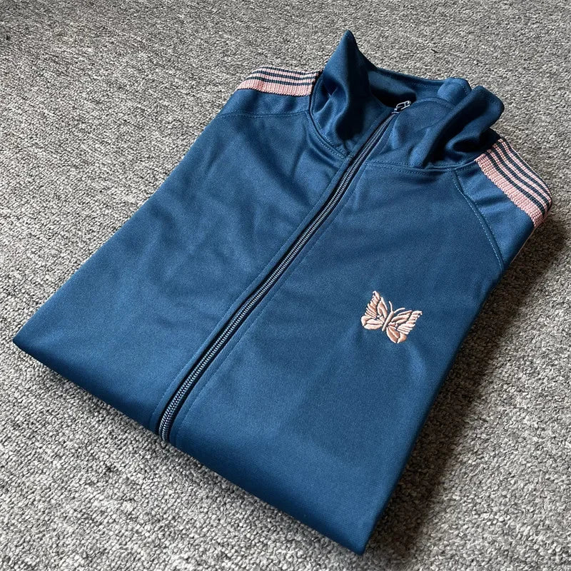 Unisex Embroidered Velvet Track Jacket – Streetwear Zip-Up