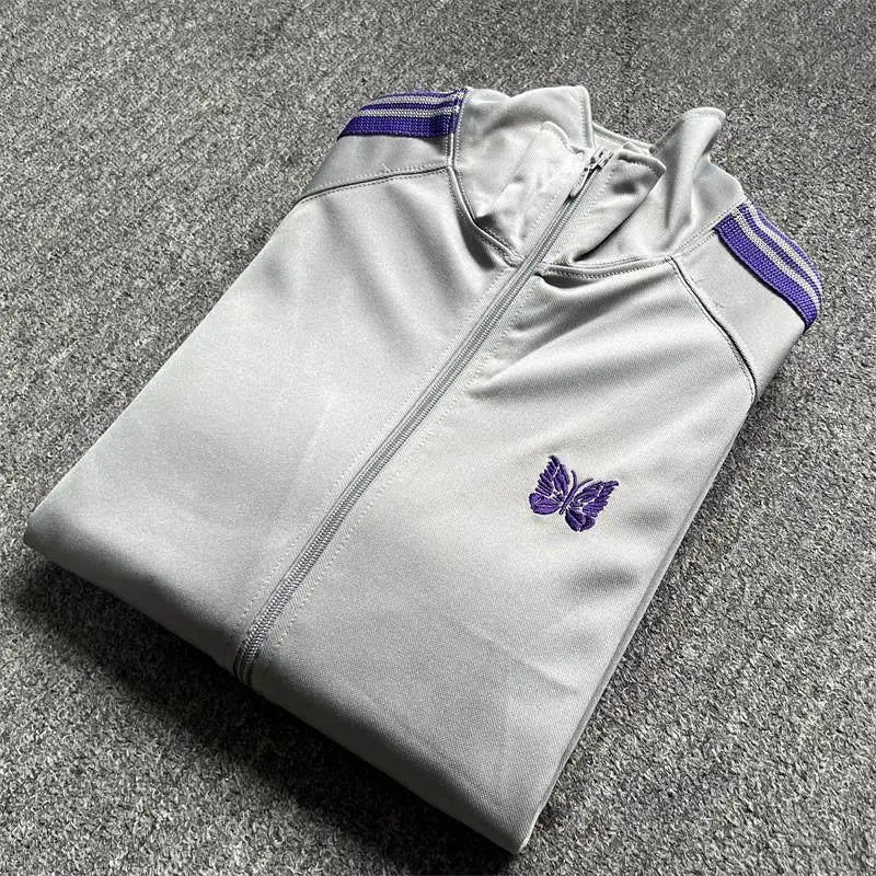 Unisex Embroidered Velvet Track Jacket – Streetwear Zip-Up