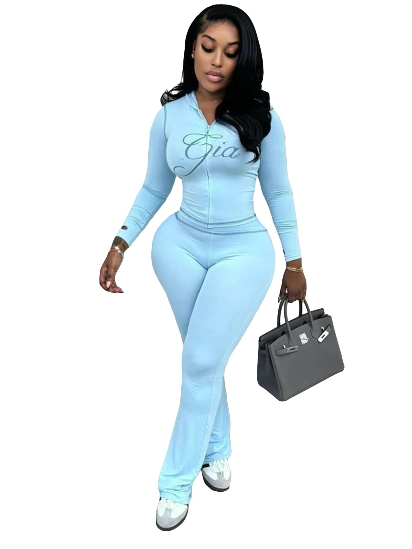 Women's Zebra Print 2-Piece Tracksuit Set – Zip Hoodie & Jogger Pants
