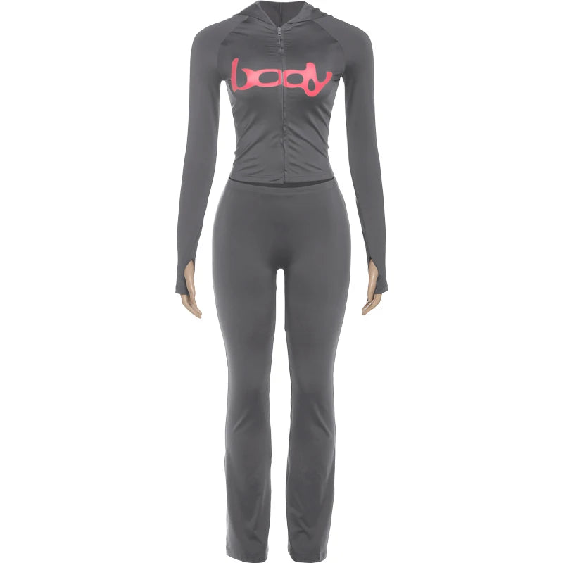 Women's Hooded 2-Piece Tracksuit Set – Zip Jacket & Matching Leggings