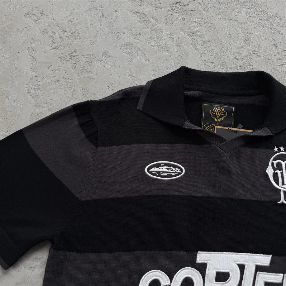 Corteiz Striped Polo Shirt – Men's Streetwear Short Sleeve Tee