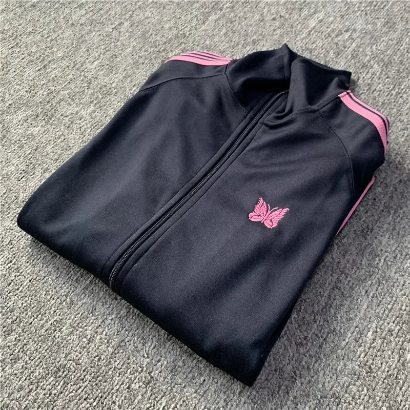 Unisex Embroidered Velvet Track Jacket – Streetwear Zip-Up
