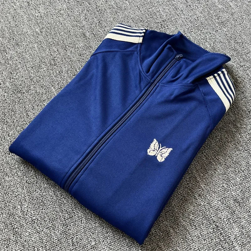 Unisex Embroidered Velvet Track Jacket – Streetwear Zip-Up
