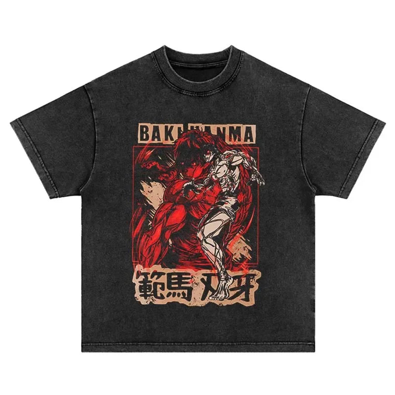 Vintage Anime Graphic Oversized T-Shirt – Harajuku Streetwear Cotton Tee