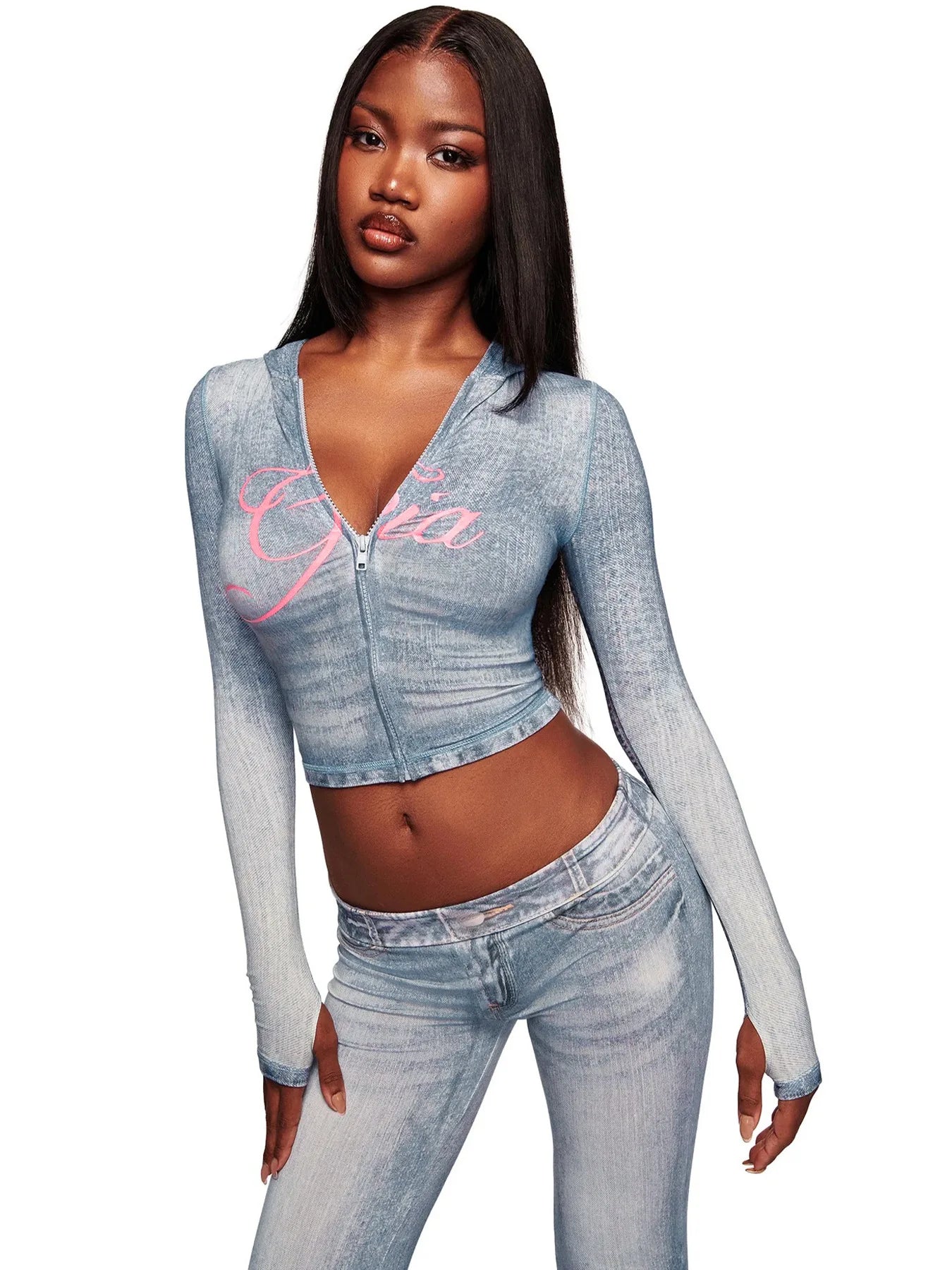 Women's Zebra Print 2-Piece Tracksuit Set – Zip Hoodie & Jogger Pants