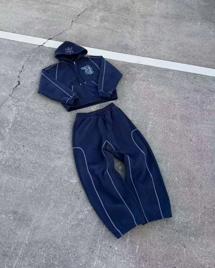 Men's Y2k Premium Hooded Sweatshirt & Jogger Tracksuit Set – Casual Streetwear
