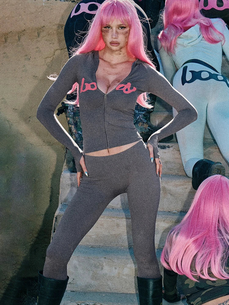 Women's Hooded 2-Piece Tracksuit Set – Zip Jacket & Matching Leggings