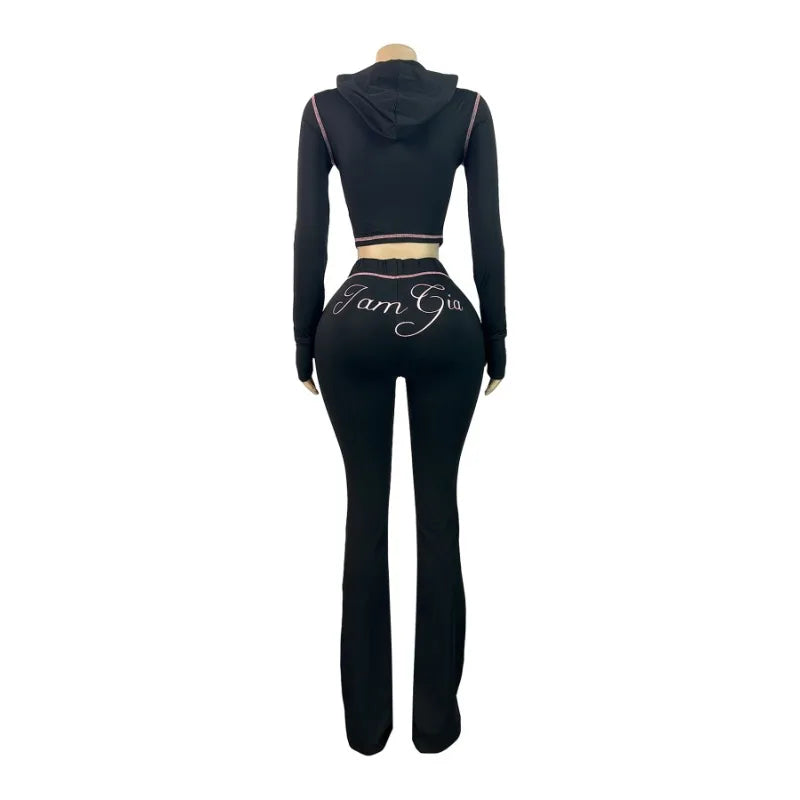 Women's Zebra Print 2-Piece Tracksuit Set – Zip Hoodie & Jogger Pants